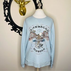 I.O.C. Icons of Culture by Icons Light Blue American Muscle Graphic Sweatshirt